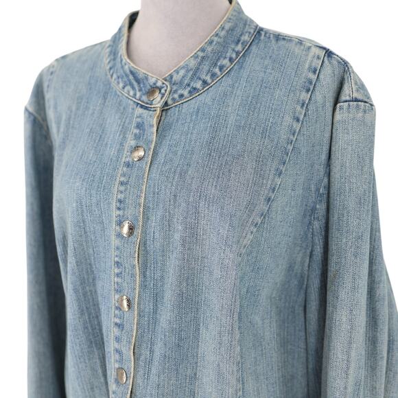 Tommy Hilfiger Jacket Plus Size 3X Blue Cotton Denim Jean Snaps Pockets Vintage - Picture 9 of 16